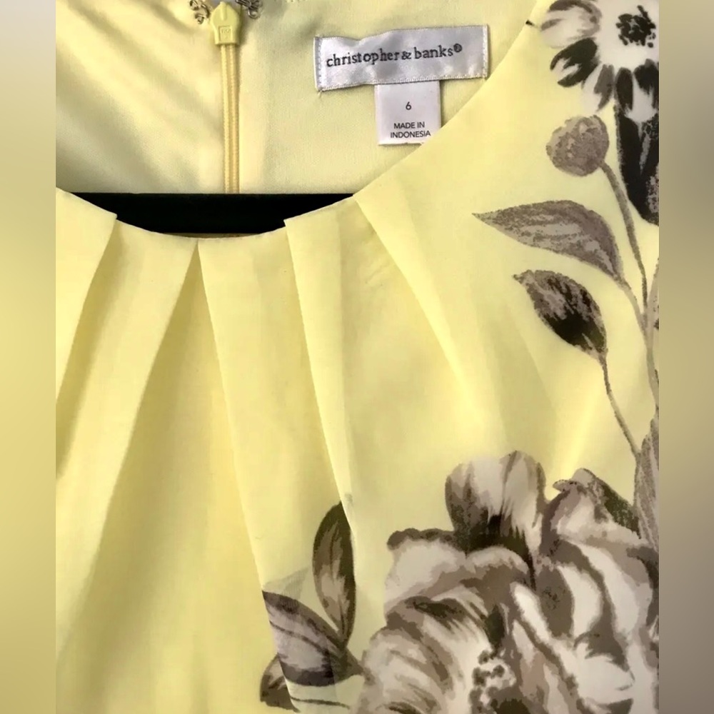 Christopher & Banks Special Occasion Yellow Chiffon Dress or Bridal Party 6 - Picture 3 of 8